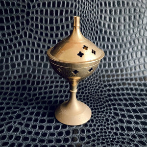 vintage tall brass incense burner