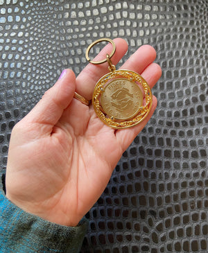 vintage pisces zodiac sign keychain