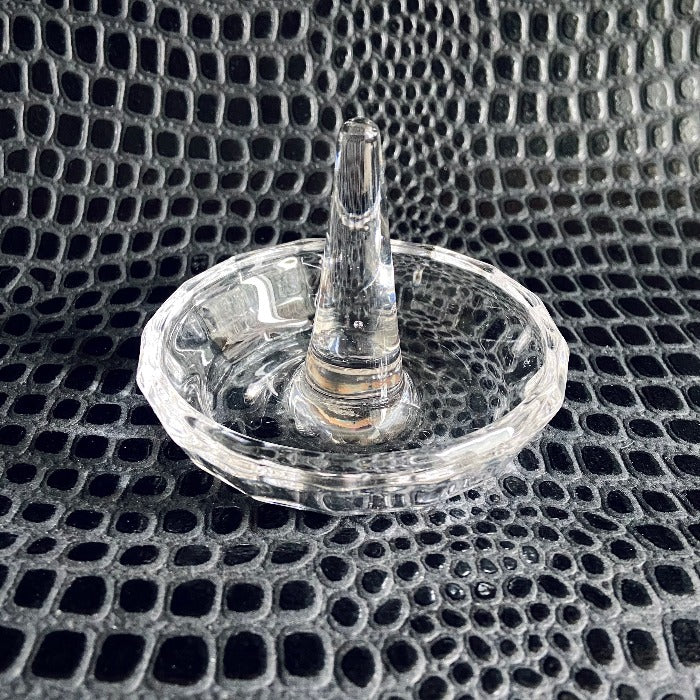 Vintage clear glass ring dish jewelry storage