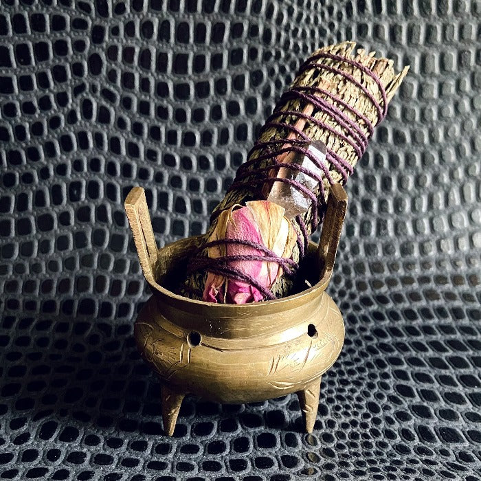 vintage brass incense burner bowl