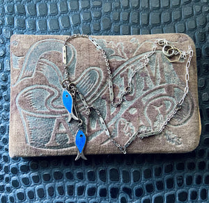 vintage silver pisces fish necklace zodiac jewelry
