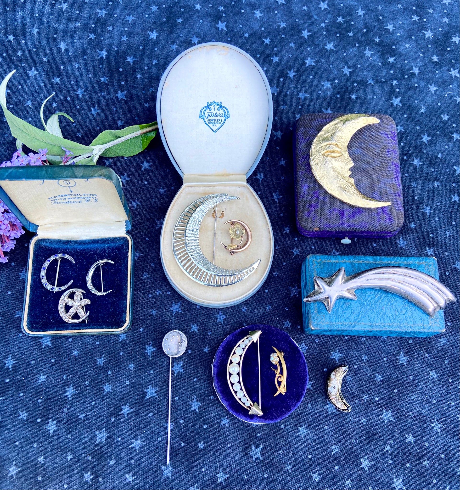 vintage moon brooches