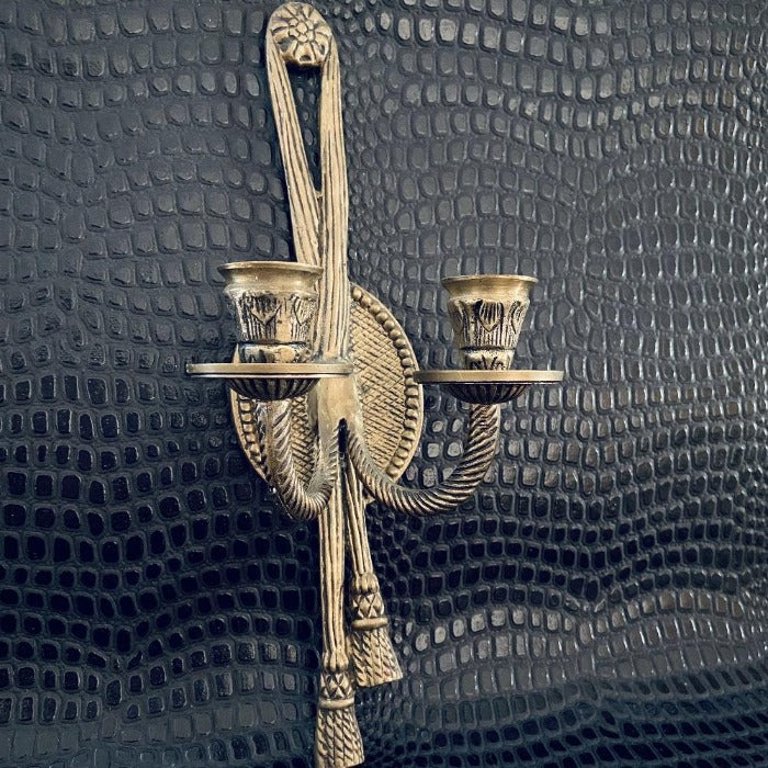 Vintage Brass Roped Tassel Wall Sconce