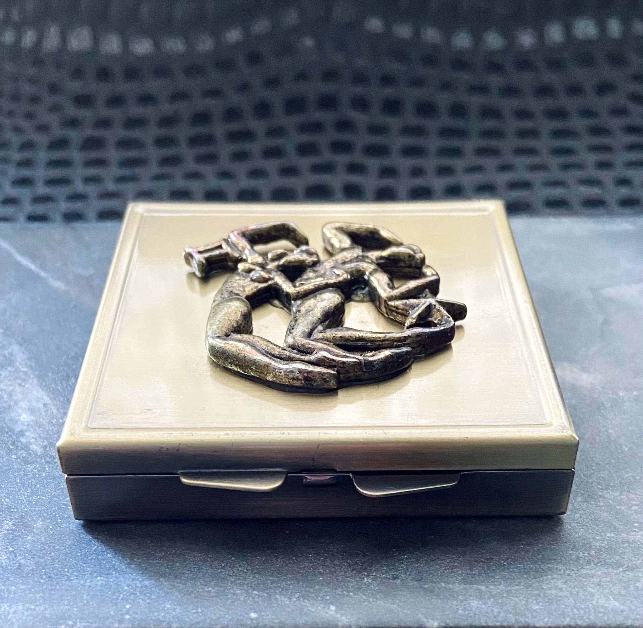vintage gemini pill box stash box zodiac accessories