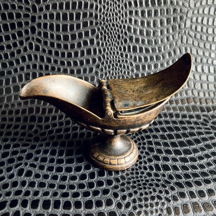 antique metal genie lamp ashtray