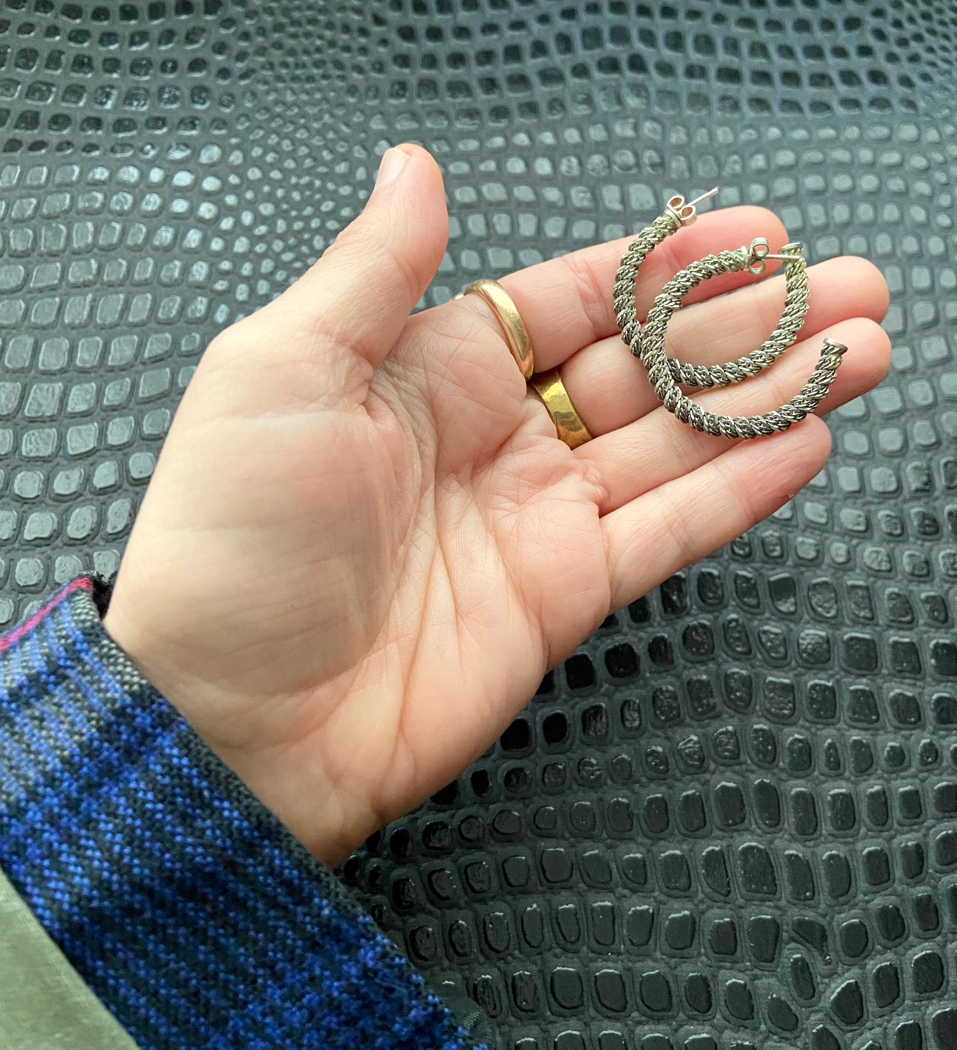 vintage silver chunky hoop earrings