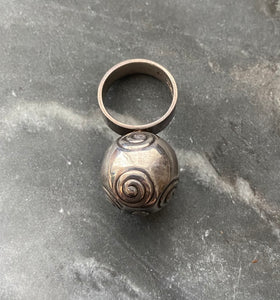 vintage silver 1960's kalevala koru statement ring