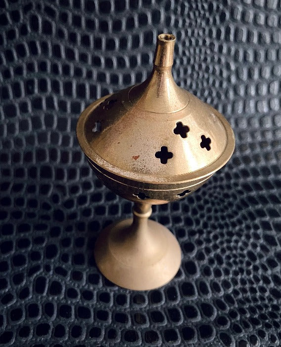 vintage tall brass incense burner