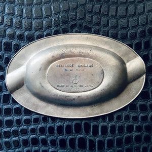 Vintage silvery oval ashtray