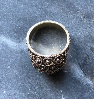 antique art deco gold vermeil filigree ring