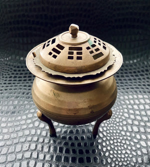 vintage tall round brass cone incense burner