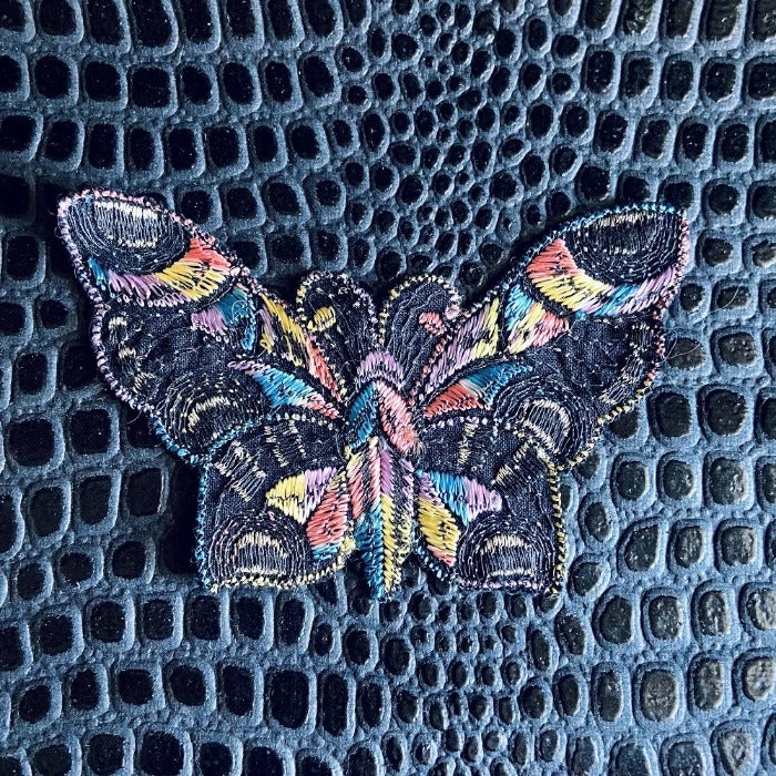 antique multi colored butterfly sew on patch.