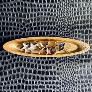 vintage brass oblong art deco tray jewelry storage ring dish