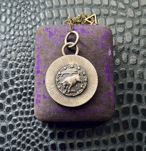 Vintage taurus charm necklace zodiac astrology jewelry