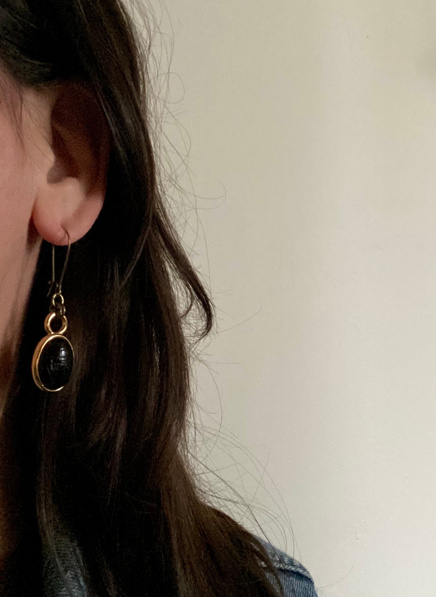 vintage black onyx scarab earrings