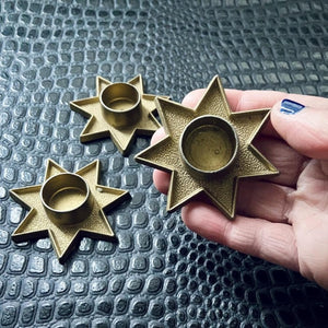 Set of Three Vintage Midcentury Star Candle Holders