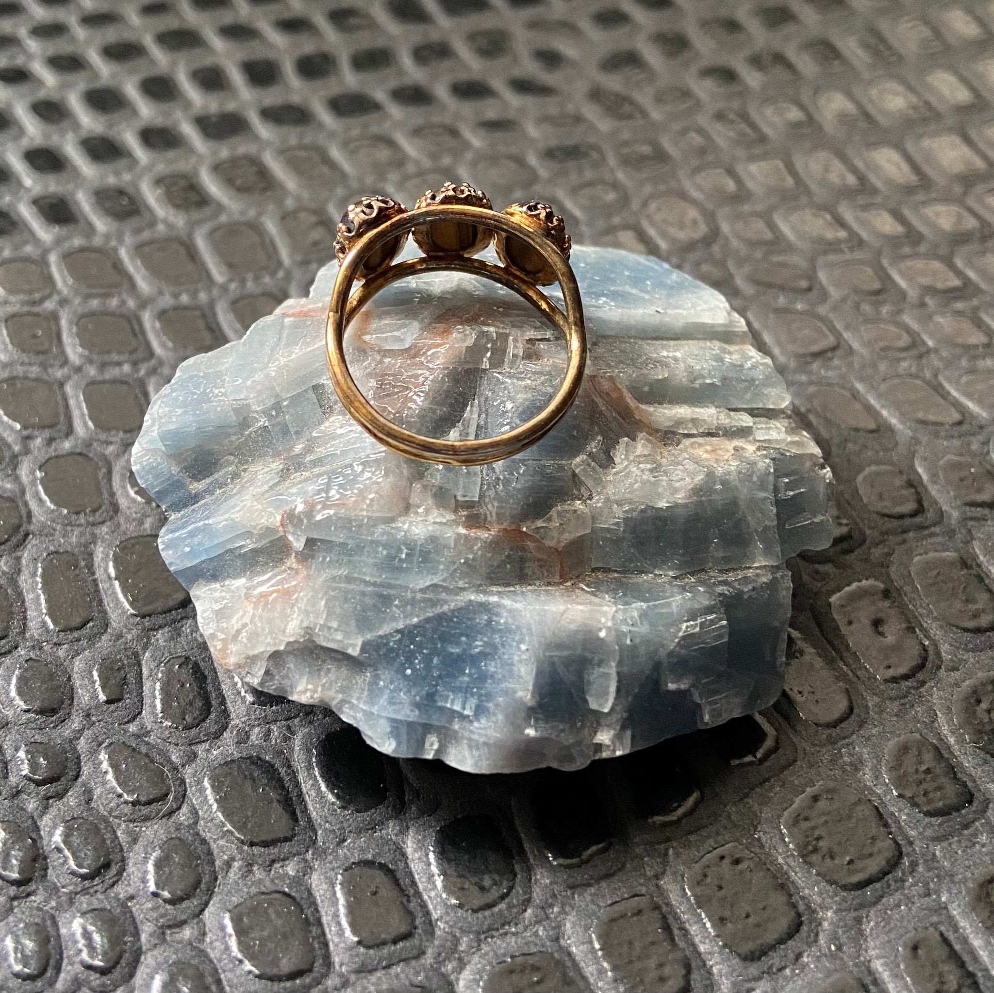 vintage gold vermeil tiger's eye stone ring
