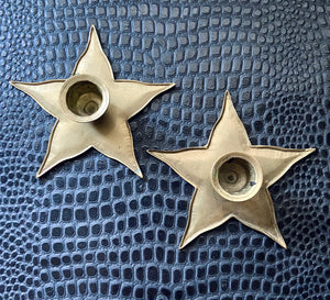 vintage brass star candlestick candle holders