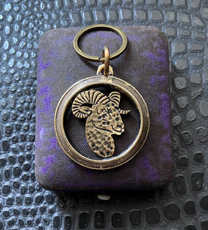 vintage aries keychain astrology zodiac signs