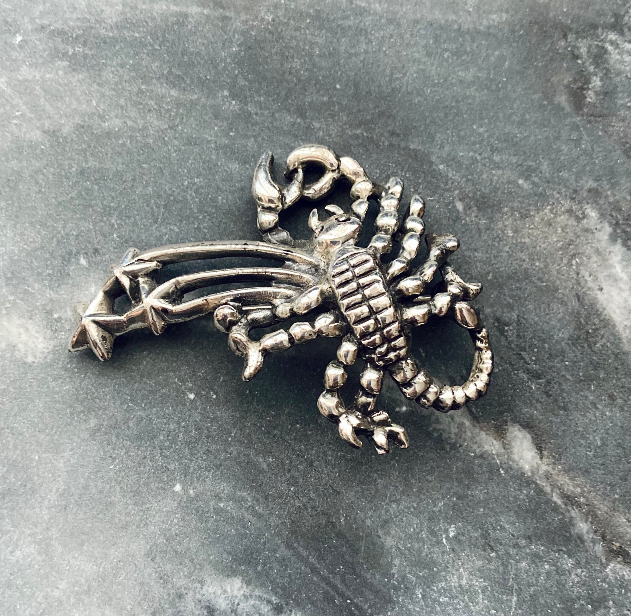 vintage scorpio scorpion brooch pin zodiac astrology jewelry
