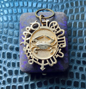 vintage cancer zodiac astrology keychain