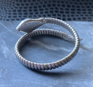 antique art deco silver plated snake bracelet