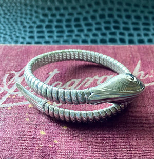 antique art deco silver plated snake bracelet