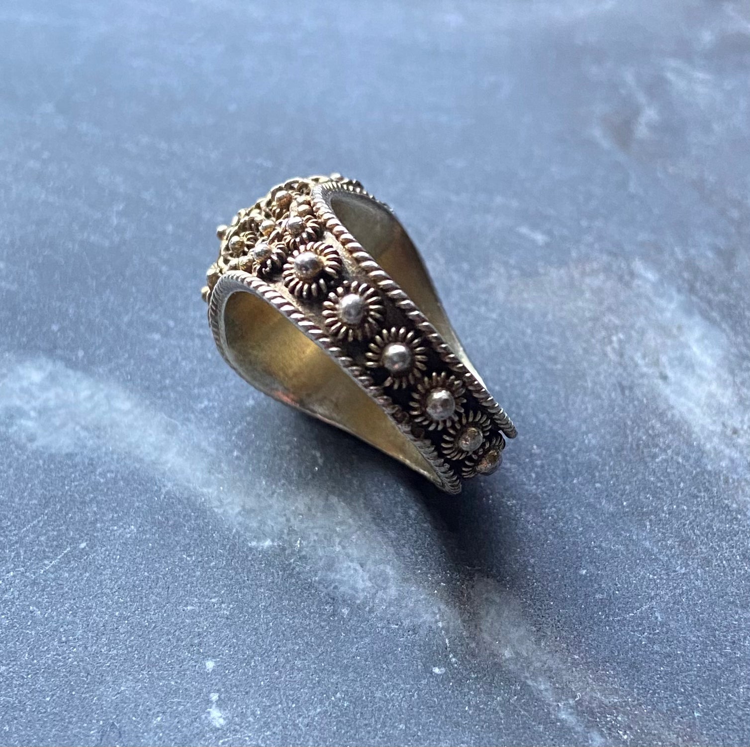 antique art deco gold vermeil filigree ring