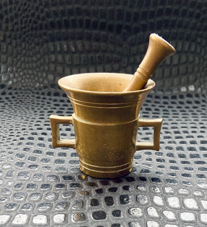 vintage brass mortar and pestle