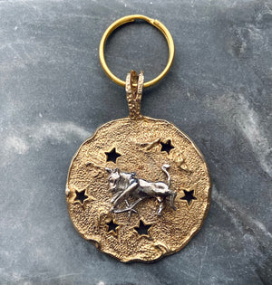 vintage taurus zodiac astrology keychain