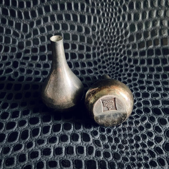 Pair small vintage silver plated teardrop Dansk candle holders
