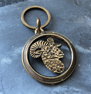 vintage aries keychain astrology zodiac signs