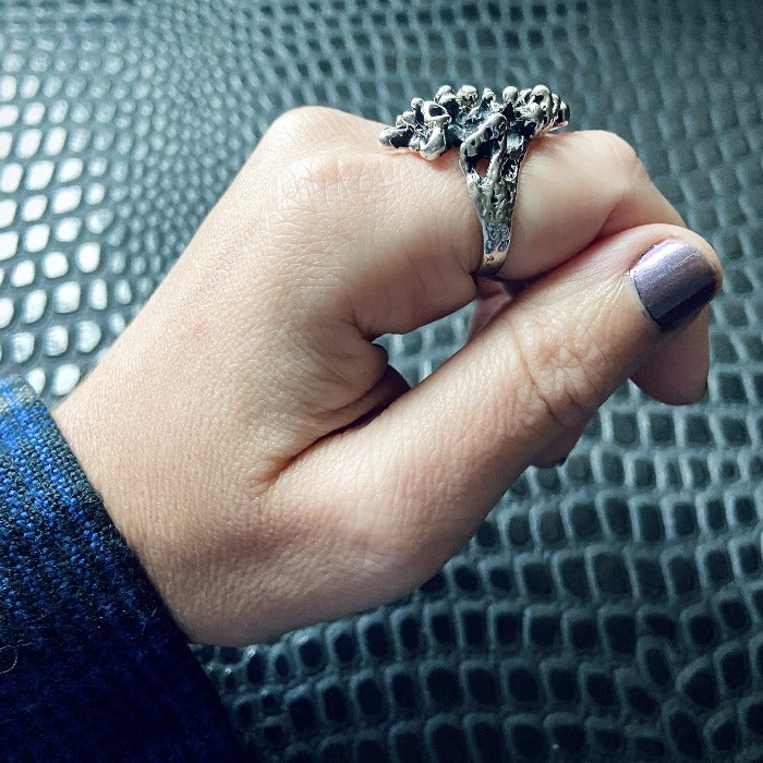 Vintage silver witchy brutalist ring