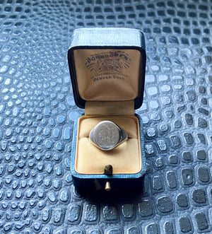 antique sterling silver victorian engraved monogrammed initials signet ring