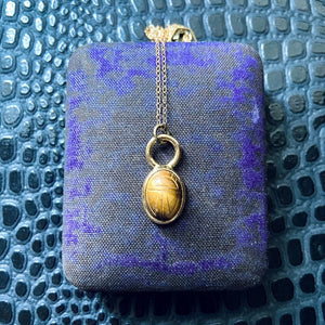 Handmade Reclaimed Vintage Tiger's Eye Scarab Charm Necklace