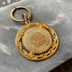 vintage pisces zodiac sign keychain