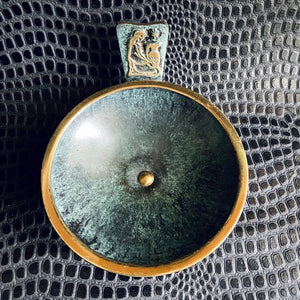 Vintage green metal aquarius zodiac sign astrology bowl