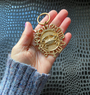 vintage cancer zodiac astrology keychain