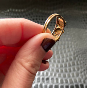 vintage gold vermeil tiger's eye stone ring